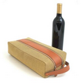 Two Bottle Holder - Saddle Leather & Khaki fabric